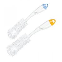 Product  container  of  Nuk  Brush  for  teat  and  bottle  by  Nuk,  a  cleaning  brush  indicated  for  baby  bottle  hygiene.