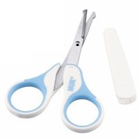 Product  container  of  Nuk  Scissors  Nails  by  Nuk,  a  steel  scissors  indicated  for  baby  and  children  nail  care.