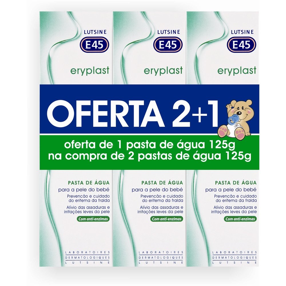 cnp_6864009_54 Lutsine E45 Eryplaste Pack Pasta de Água Leve 3 Pague 2 3x125g