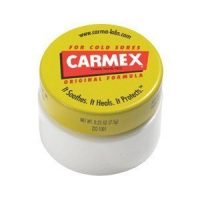 Jar  of  Carmex  jar  Lip  Balm  by  Carmex,  a  lip  balm  indicated  for  moisturizing  and  restoring  comfort  to  chapped  lips.