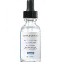 Bottle  of  SkinCeuticals  Correct  Retexturing  Activator  Serum  by  SkinCeuticals,  a  fluid  serum  indicated  for  hydrating  and  renewing  dull  skin.