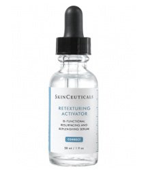 cnp_6892349_12 Bottle of SkinCeuticals Correct Retexturing Activator Serum by SkinCeuticals, a fluid serum indicated for hydrating and renewing dull skin.