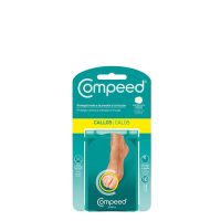 Box  of  Compeed  Callus  Active  Patches  for  Toes  by  Compeed,  a  hydrocolloid  dressing  indicated  for  calluses  between  toes.
