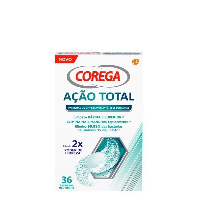 corega-acao-total-pastilhas36unid Corega Ação Total Pastilhas Limpeza Diária 36unid