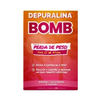 Box  of  Depuralina  Bomb  Capsules  by  Depuralina,  a  dietary  supplement  indicated  for  fat  burning  and  weight  loss.