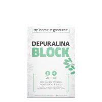 Box  of  Depuralina  Block  Capsules  by  Depuralina,  a  capsule  supplement  indicated  for  blocking  the  absorption  of  carbohydrates  and  fats.