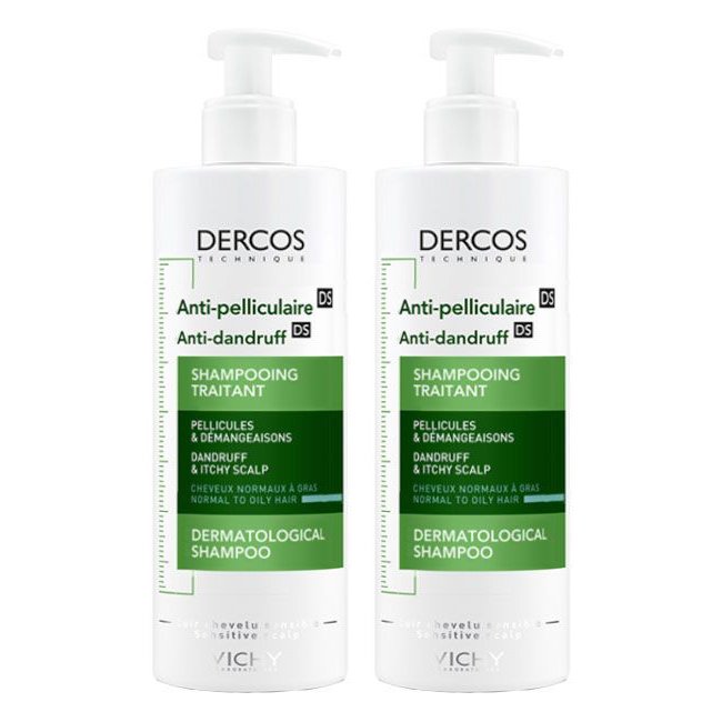 dercosduoshampooanticaspaoleosa Bottle of Dercos Duo Anti-Dandruff Shampoo Oily Hair by Dercos, a purifying shampoo indicated for oily hair and dandruff.