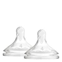 Product  container  of  Level  4  Large  Mouth  Teat  by  Dr  Browns,  a  silicone  teat  indicated  for  babies  from  9  months  old.