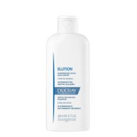 Bottle  of  Ducray  Elution  Gentle  Balancing  Shampoo,  a  creamy  shampoo  indicated  for  cleansing  and  limiting  the  reappearance  of  dandruff.