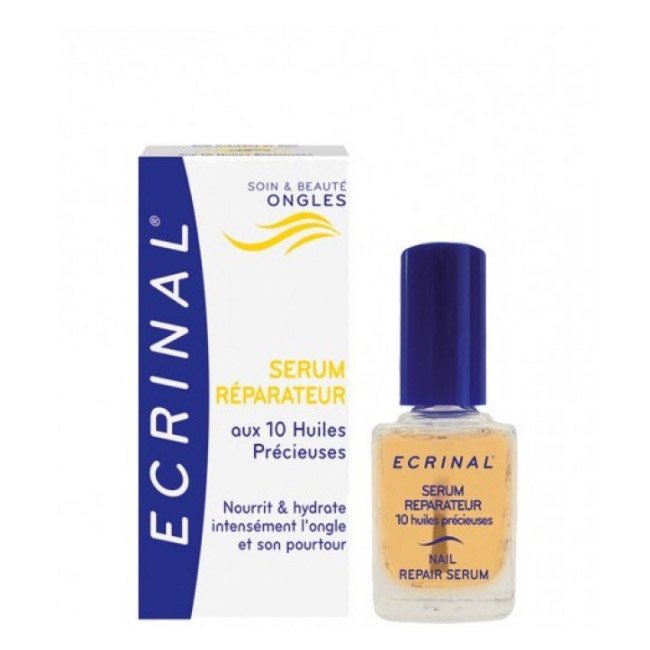 ecrinalserumreparador Bottle of Ecrinal Nail Repair Serum with 10 Precious Oils by Ecrinal, a serum indicated for nail and cuticle repair.