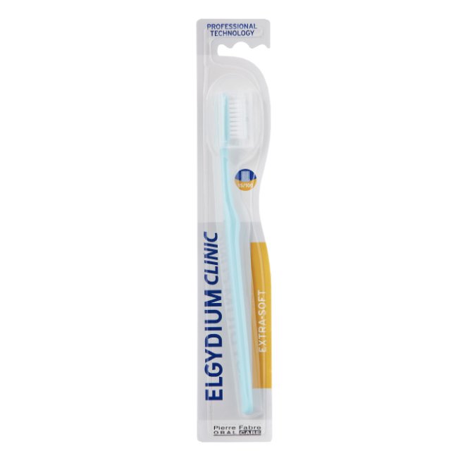 elgydium15100 Product container of Elgydium Clinic Surgical 15/100 by Elgydium, a soft toothbrush indicated for gingival hypersensitivity.