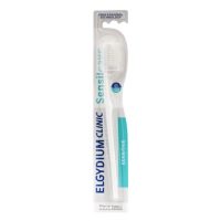 Product  container  of  Elgydium  Clinic  Sensitive  Toothbrush  by  Elgydium,  a  therapeutic  toothbrush  indicated  for  sensitive  gums.