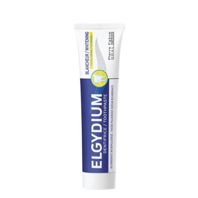 elgydiumcoollemon75ml Tube of Elgydium Whitening Cool Lemon Toothpaste by Elgydium, a toothpaste indicated for eliminating food and tobacco spots.