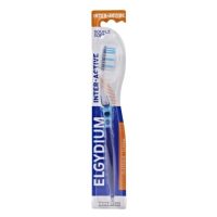 Product  container  of  Elgydium  Interactive  Soft  Toothbrush  by  Elgydium,  a  soft  toothbrush  indicated  for  fragile  or  sensitized  gums.