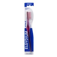 Product  container  of  Elgydium  Vitale  Soft  Toothbrush  by  Elgydium,  a  soft  toothbrush  indicated  for  effective  and  smooth  cleaning.
