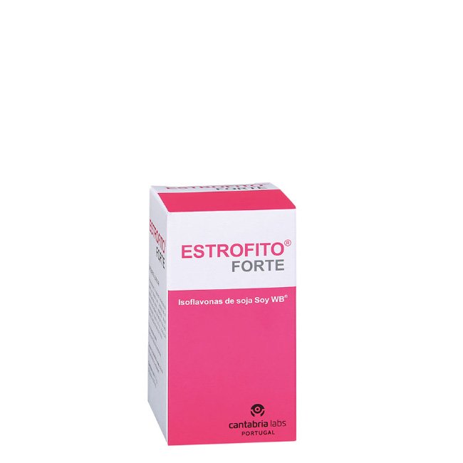 estrofito-forte-unidade Box of Estrofito Fort capsules by Estrofito, a dietary supplement indicated for reducing hot flashes during menopause.