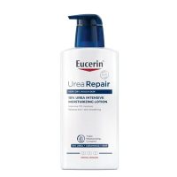 Bottle  of  Eucerin  UreaRepair  PLUS  10%  Urea  Lotion  by  Eucerin,  a  body  lotion  indicated  for  hydrating  very  dry  and  rough  skin.
