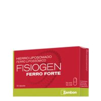 Box  of  Fisiogen  Iron  Supplement  by  Fisiogen,  a  capsule  supplement  indicated  for  fighting  symptoms  of  iron  deficiency.