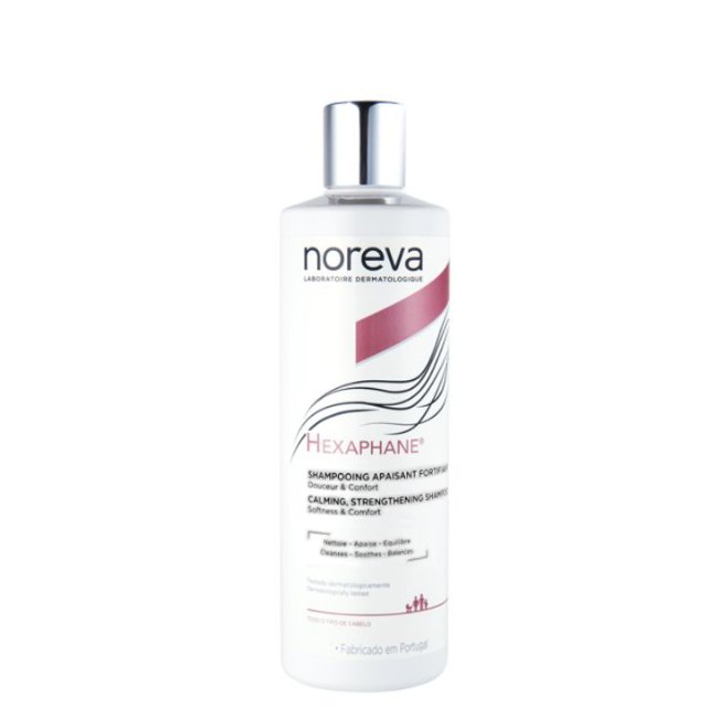 hexaphaneshampoofortificante250new Bottle of Hexaphane Fortifying Shampoo by Hexaphane, a shampoo indicated for strengthening thin and fragile hair to prevent loss.