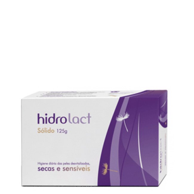 hidrolactsolido125g Product container of Hidrolact Soap Bar Sensitive Skin by Hidrolact, a solid soap indicated for dry and atopic skin.