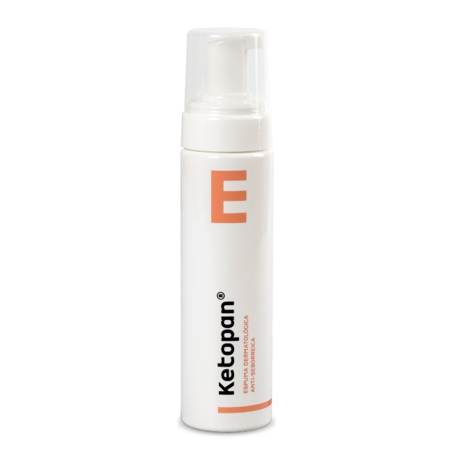 ketopanespumalimpeza Bottle of Ketopan Cleansing Foam by Ketopan, a cleansing foam indicated for balancing and preventing seborrhea on the face.