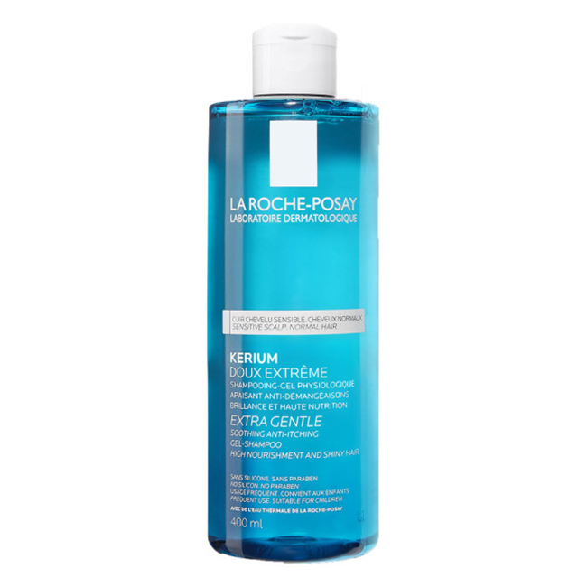 la-roche-posay-kerium-champo-gel-suavidade-extrema-400ml Bottle of La Roche Posay Kerium Extra Gentle Gel Shampoo by La Roche Posay, a gel shampoo indicated for sensitive scalps.