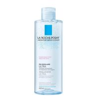 Bottle  of  La  Roche  Posay  Ultra  Micellar  Water  Reactive  Skin  by  La  Roche  Posay,  a  micellar  solution  indicated  for  reactive  skin.