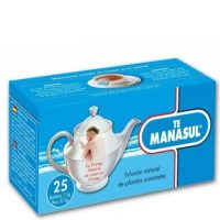 Sachet  of  Manasul  Tea  Bags  by  Manasul,  a  natural  herbal  infusion  indicated  for  regulating  bowel  function  and  intestinal  flora.