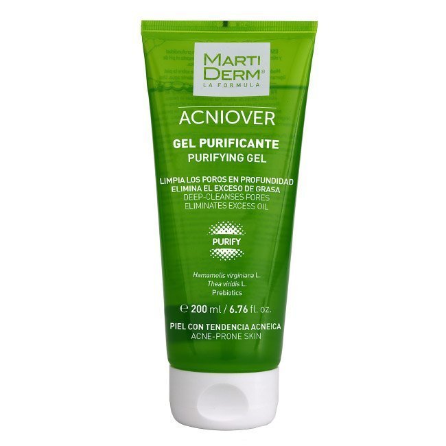 martidermacniovergelpurificante Bottle of Martiderm Acniover Purifying Gel by Martiderm, a fresh gel indicated for purifying and balancing oily, acne-prone skin.