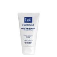 Tube  of  Martiderm  Essentials  Facial  Scrub  by  Martiderm,  an  exfoliating  cream  indicated  for  deep  cleansing  and  purifying  the  skin.