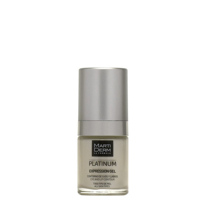 martidermplatinumexpressiongel Tube of Platinum Expression Gel Eye and Lip Contour by Martiderm, a fluid gel indicated for correcting expression lines.