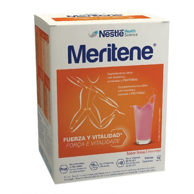 meritenebebidamorango Meritene Morango Suplemento Bebida Solúvel em Pó 15unid