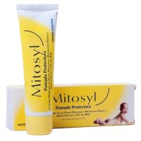 Tube  of  Mitosyl  Protective  Ointment  Sensitive  Skin  by  Mitosyl,  an  ointment  indicated  for  protecting  baby  skin  during  diaper  changes.