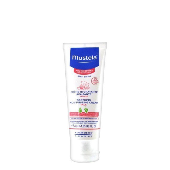 mustelacremehidratante Tube of Mustela Face Soothing Moisturizing Cream by Mustela, a face cream indicated for baby delicate and reactive skin.
