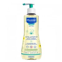 Bottle  of  Mustela  Stelatopia  Cleansing  Oil  by  Mustela,  a  cleansing  oil  indicated  for  moisturizing  atopic  baby  skin.