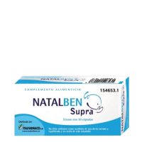 Box  of  Natalben  Supra  Capsules  by  Natalben,  a  dietary  supplement  indicated  for  nutritional  needs  during  pregnancy.
