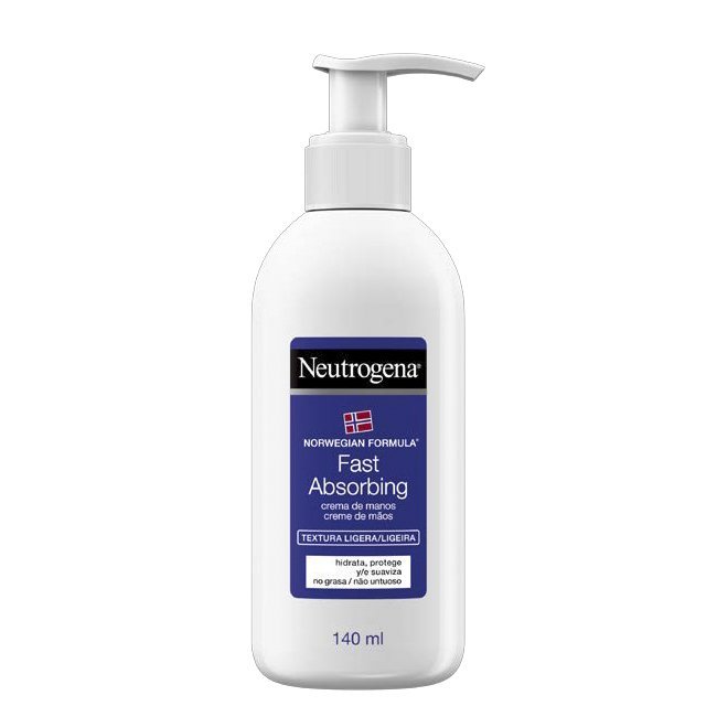 neutrogenacrememaosrapidaabsorcao Bottle of Neutrogena Fast Absorption Hand Cream by Neutrogena, a cream indicated for repairing dry and cracked hand skin.