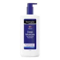 Bottle  of  Neutrogena  Deep  Hydration  Body  Lotion  by  Neutrogena,  a  creamy  lotion  indicated  for  dry  and  sensitive  skin.