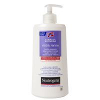 Bottle  of  Neutrogena  Visibly  Renew  Elasti-Boost  Body  Lotion  by  Neutrogena,  a  body  lotion  indicated  for  skin  flexibility  and  elasticity.