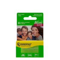 Product  container  of  Ohropax  Mini  Silicone  Earplugs  by  Ohropax,  a  silicone  plug  indicated  for  protection  against  noise  and  water.