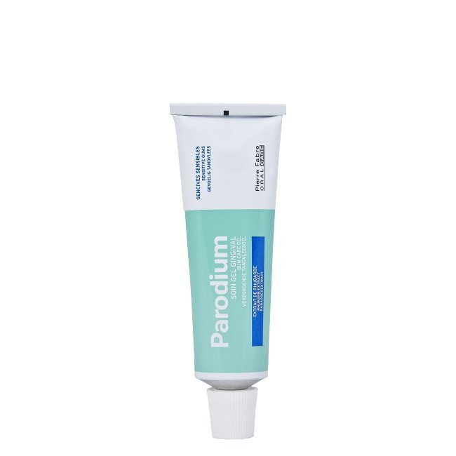 parodiumgel50ml Tube of Parodium Gums Gel by Parodium, a gingival gel indicated for the care of fragile, irritated and bleeding gums.