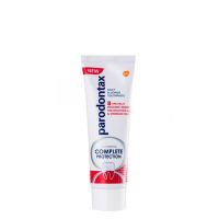 Tube  of  Parodontax  Complete  Protection  Whitening  Toothpaste  by  Parodontax,  a  smooth  paste  for  gum  health  and  teeth  whitening.