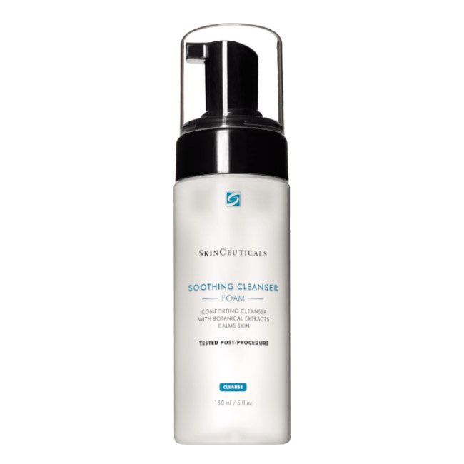skinceuticalssoothingcleanserfoam Bottle of SkinCeuticals Soothing Cleanser Foam by SkinCeuticals, a foam cleanser indicated for purifying and soothing skin.