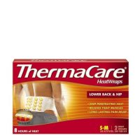 Box  of  Thermacare  Heatwraps  Lumbar  and  Hips  by  Thermacare,  a  therapeutic  heat  wrap  indicated  for  muscle  and  joint  pain  relief.