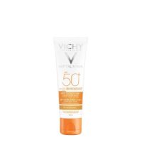 Tube  of  Vichy  Capital  Soleil  Anti-Dark  Spot  3-in-1  Cream  by  Vichy,  a  tinted  cream  indicated  for  correcting  and  preventing  skin  blemishes.