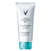 Bottle  of  Vichy  Pureté  Thermale  3-in-1  One  Step  Cleanser  by  Vichy,  a  cleansing  cream  indicated  for  sensitive  skin.