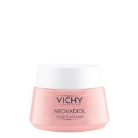 Jar  of  Vichy  Neovadiol  Rose  Platinium  Antiaging  Cream  by  Vichy,  a  creamy  texture  indicated  for  mature  and  dull  skin.