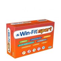 Box  of  Win-Fit  Sport  Supplement  Tablets  by  Win-Fit,  a  tablet  supplement  indicated  for  muscle  recovery  and  energy  production.
