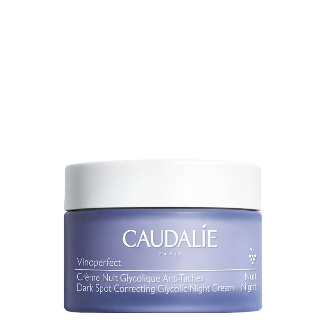 CaudalieVinoperfectGlycolicNightCreamAnti-Spots50ml Jar of Caudalie Vinoperfect Dark Spot Correcting Glycolic Night Cream by Caudalie, a cream indicated for brightening the complexion.