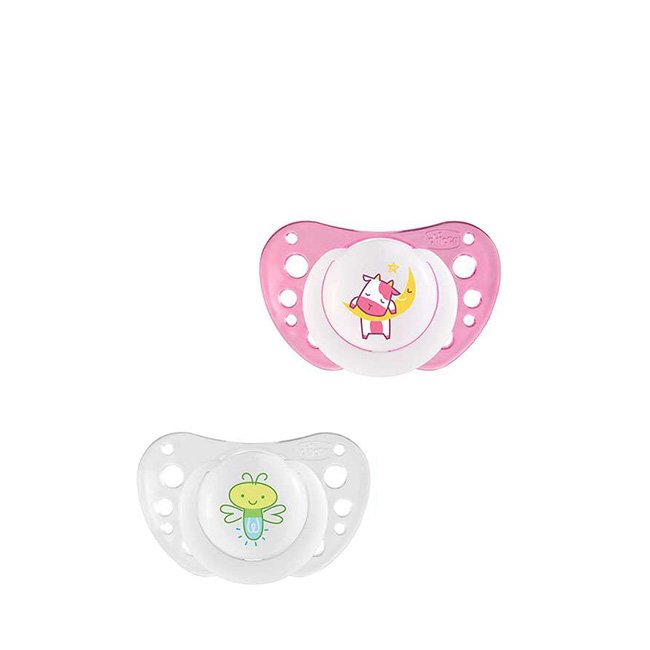 ChiccoPhysioAirLuminousSiliconeSoother12m+2unit. Chicco Physio Air Luminous Silicone Soother 12m+ 2unit.